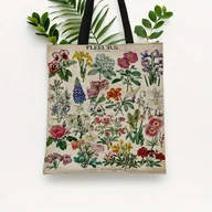 Inne - TEMU 1 szt. Klasyczna torba typu shopper z nadrukiem botanicznym, wielokrotnego użytku torba na zakupy z ilustracjami kwiatowymi, wytrzymała torba - miniaturka - grafika 1