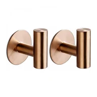Wieszaki łazienkowe - Zestaw 2 samoprzylepnych haczyków ściennych do łazienki, na ręczniki papierowe, nie wymaga wiercenia, stal nierdzewna, kolor różowego złota - miniaturka - grafika 1