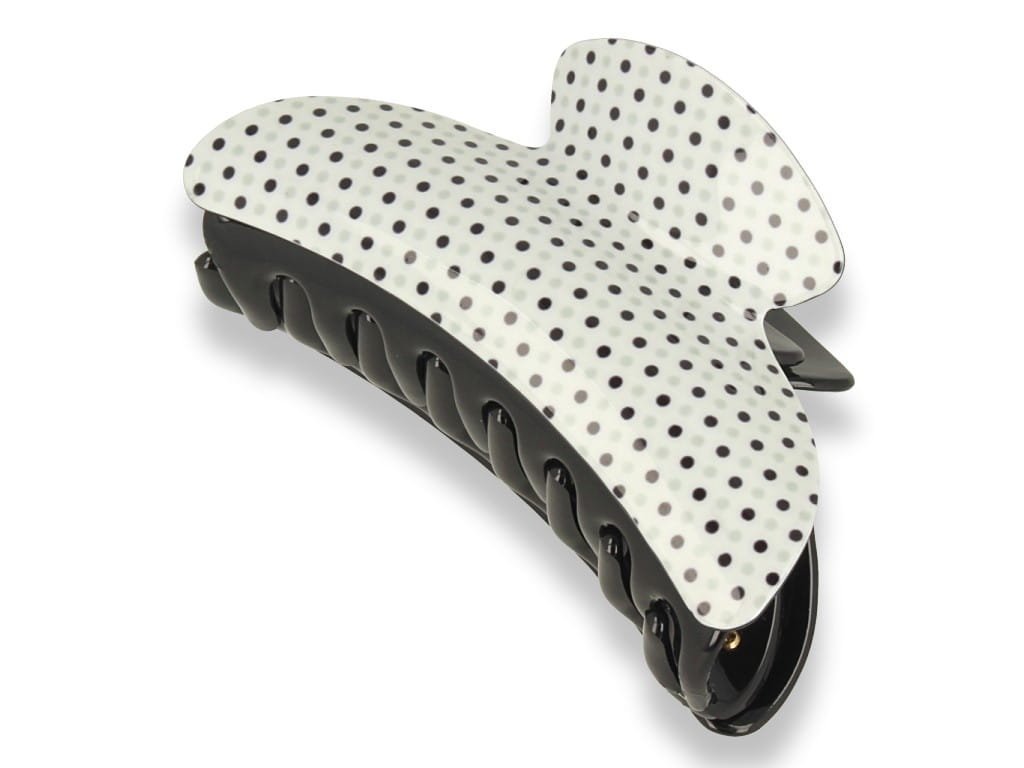 Orientana, Klamra spinka do włosów podwójna biała kropeczki