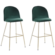 Krzesła - Beliani Zestaw 2 krzeseł barowych welurowy zielony ARCOLA - miniaturka - grafika 1