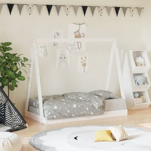 vidaXL vidaXL Rama łóżka dziecięcego, biała, 70x140 cm, drewno sosnowe - Łóżka dla dzieci i młodzieży - miniaturka - grafika 1