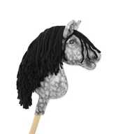 Zabawki i gry sportowe - Hobby Horse Mały koń na kiju Premium - siwek jabłkowity z czarną grzywą A4 - miniaturka - grafika 1