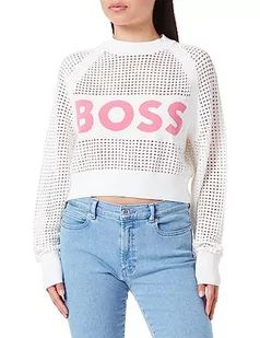 BOSS Damski sweter C_fenniki Knitted_Sweater, Open White118, L - Swetry damskie - miniaturka - grafika 1