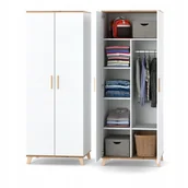 Szafy - Szafa BIALA 80cm 2drzwi duża pojemna GARDEROBA na ubrania Styl Skandynawski - miniaturka - grafika 1