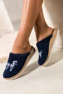 Kapcie damskie - Granatowe kapcie damskie Inblu obuwie domowe z aplikacją psa skórzana wkładka soft XG999957 - miniaturka - grafika 1