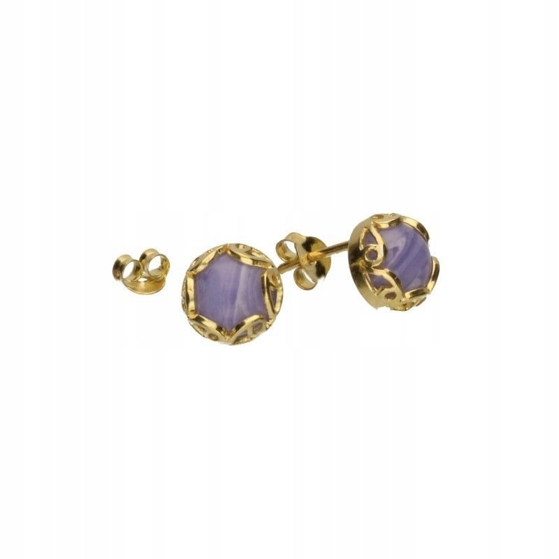 Kolczyki srebrne 925 sztyfty 10mm z chalcedonem 2.85g na prezent wkrętki