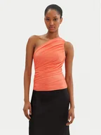 Koszulki i topy damskie - PINKO Top 105048 A2F1 Koralowy Slim Fit - miniaturka - grafika 1