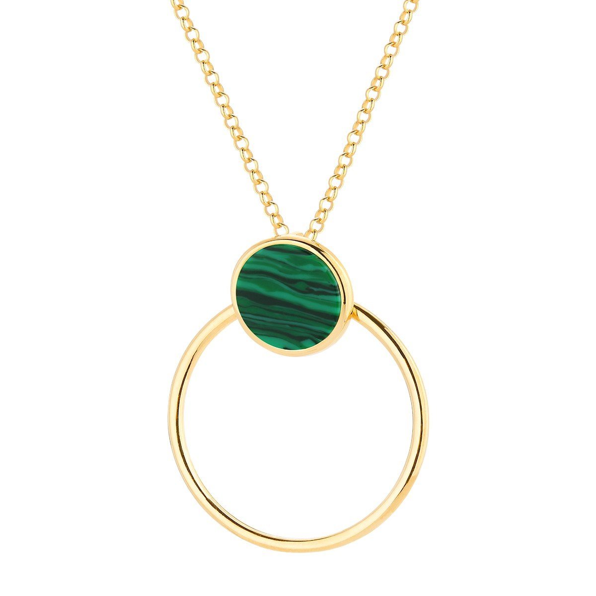 ankabizuteria.pl Naszyjnik srebrny pozłacany kółko z malachitem