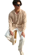 Koszule męskie - TRENDYOL MAN KOSZULA MĘSKA BEŻOWA Z DŁUGIM RĘKAWEM I KOŁNIERZYKIEM M 5DA - miniaturka - grafika 1