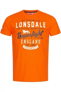 Koszulki męskie - Lonsdale T-shirt męski Tobermory, Marl pomarańczowy/biały/granatowy, XXL - grafika 1