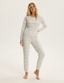 Piżamy damskie - Piżama damska długi rękaw Hygge Bloovii biały, szary XL - miniaturka - grafika 1