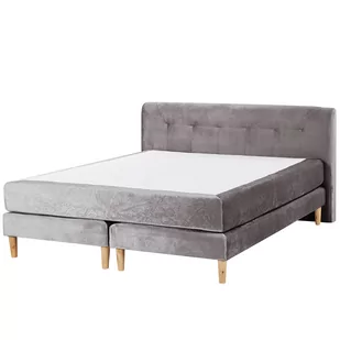 Łóżko kontynentalne welurowe 160 x 200 cm szare MARQUISE - Łóżka Łóżko kontynentalne welurowe 160 x 200 cm szare MARQUISE - Łóżka - miniaturka - grafika 1