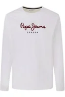Koszulki męskie - Longsleeve Męski Pepe Jeans PM508209 Biały M - miniaturka - grafika 1