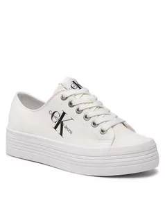 Półbuty damskie - Calvin Klein Jeans Tenisówki Vulcanozed Flatform Laceup Co YW0YW00254 Biały - grafika 1