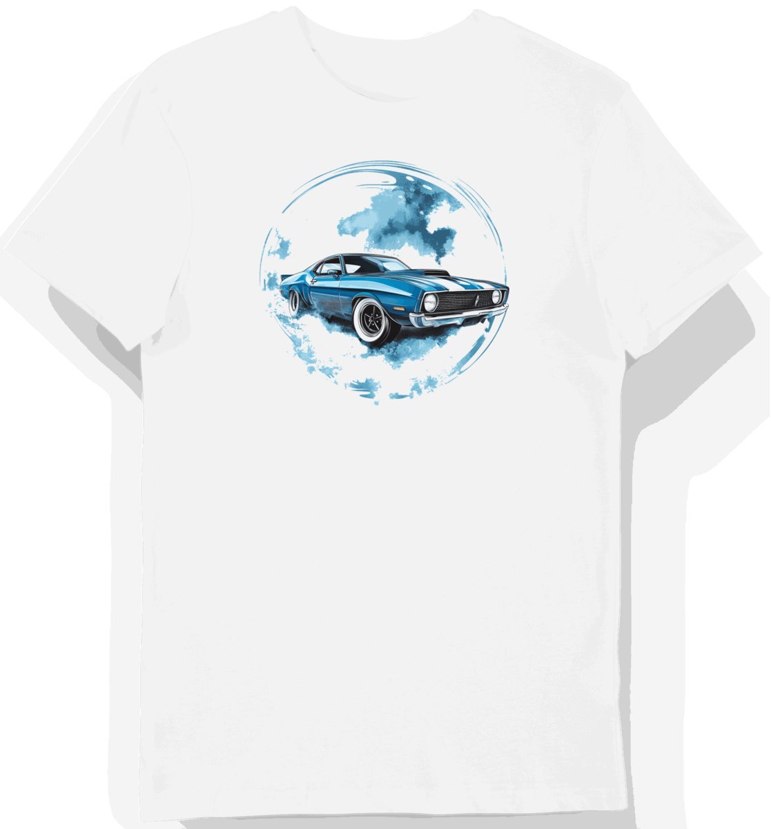 Koszulka męska biała z klasycznym wzorem samochodu Mercury L