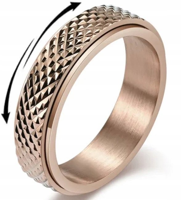 Pierścionek Różowe Złoto Antystresowy Anxiety Ring Stal Chirurgiczna Stres