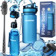 Butelki filtrujące - AQUAPHOR CITY butelka filtrująca niebieska 0,35l + szczoteczka do butelki - miniaturka - grafika 1