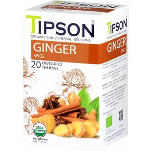 Tipson Organic Ginger Spice Herbata Ziołowa Cynamon Goździki Imbir Saszetki - 20 X 1,5 G - Herbata - miniaturka - grafika 1