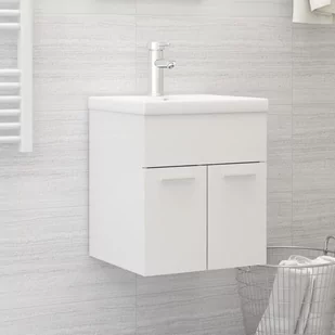 VidaXL Lumarko Szafka z wbudowaną umywalką, biała, wysoki połysk, płyta! 3071636 VidaXL - Szafki łazienkowe - miniaturka - grafika 1