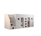 Łóżka dla dzieci i młodzieży - Minio, łóżko piętrowe "TOLEDO 3", łóżko dziecięce, lewe, czarne błyszczące uchwyty, kolor biały - miniaturka - grafika 1