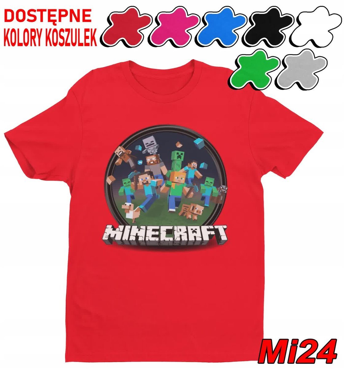 Koszulka Dziecięca Z Nadrukiem Dla Fana Mainkraft Gry Wzory -M 134-140