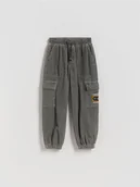 Spodnie i spodenki dla chłopców - Reserved - Sztruksowe spodnie - ciemnoszary - miniaturka - grafika 1