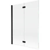 Parawany nawannowe - Mexen Mist parawan nawannowy 2-skrzydłowy lewy 130 x 150 cm, transparent, czarny - 8A9-130-002-70-00-L - miniaturka - grafika 1