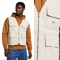 Kamizelki męskie - Lee WORKWEAR UTILITY VEST Stone BEŻOWA KAMIZELKA NA ZAMEK 4 KIESZENIE M - miniaturka - grafika 1
