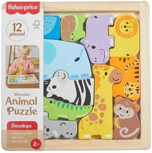 Fisher-Price Zwierzątka Drewniane puzzle Układanka - Zabawki interaktywne dla dzieci - miniaturka - grafika 1