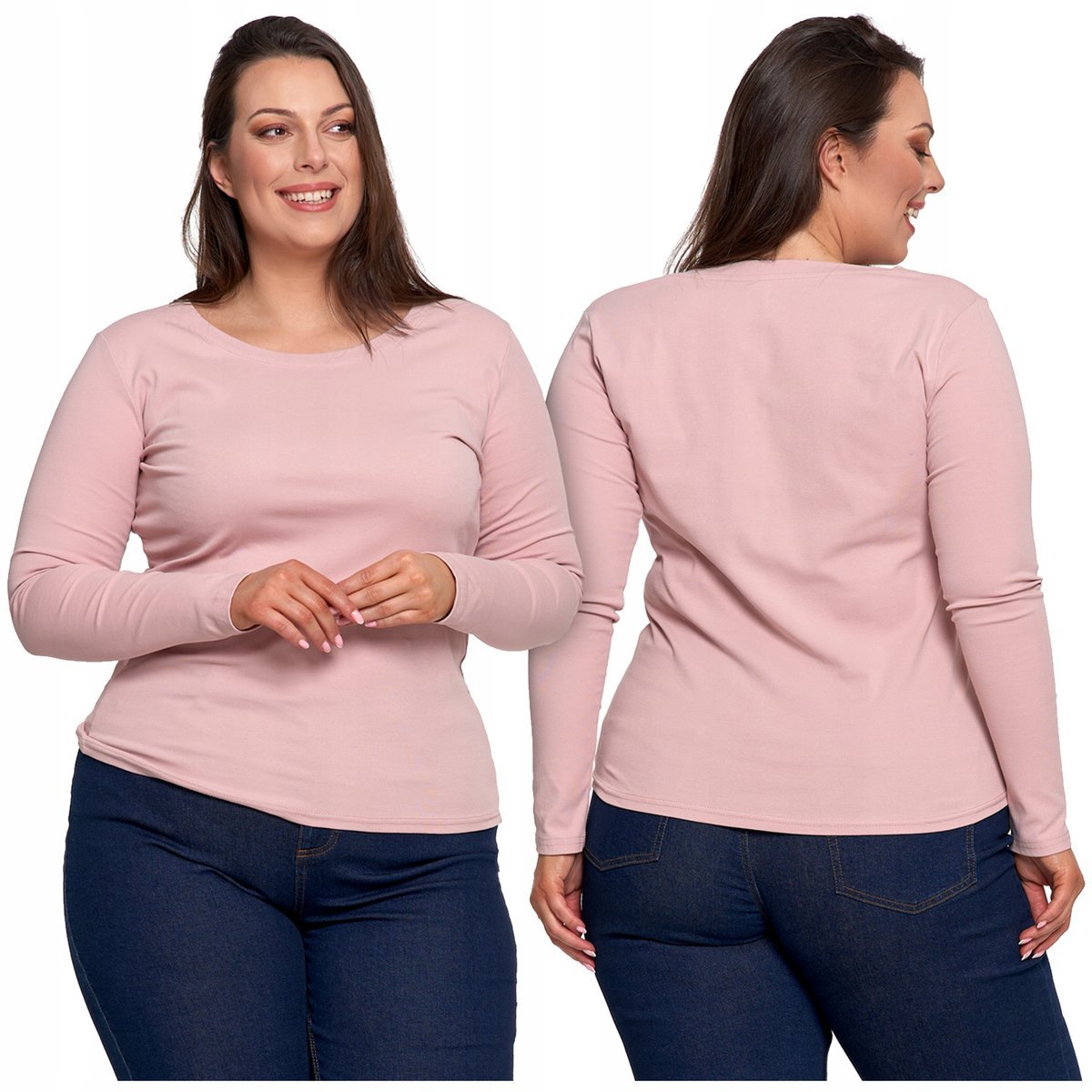 Koszulka BLUZKA DAMSKA Z Długim Rękawem Gładka Slim Basic MORAJ r. S