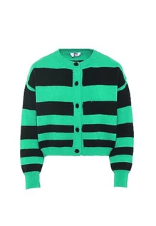 Swetry damskie - myMo Damski modny kardigan w paski akryl zielony czarny rozmiar XL/XXL, zielony czarny, XL - grafika 1