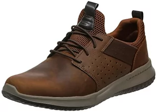 Sneakersy męskie - Skechers Delson Axton męskie sneakersy, Dark Brown Leather, 47.5 EU - grafika 1