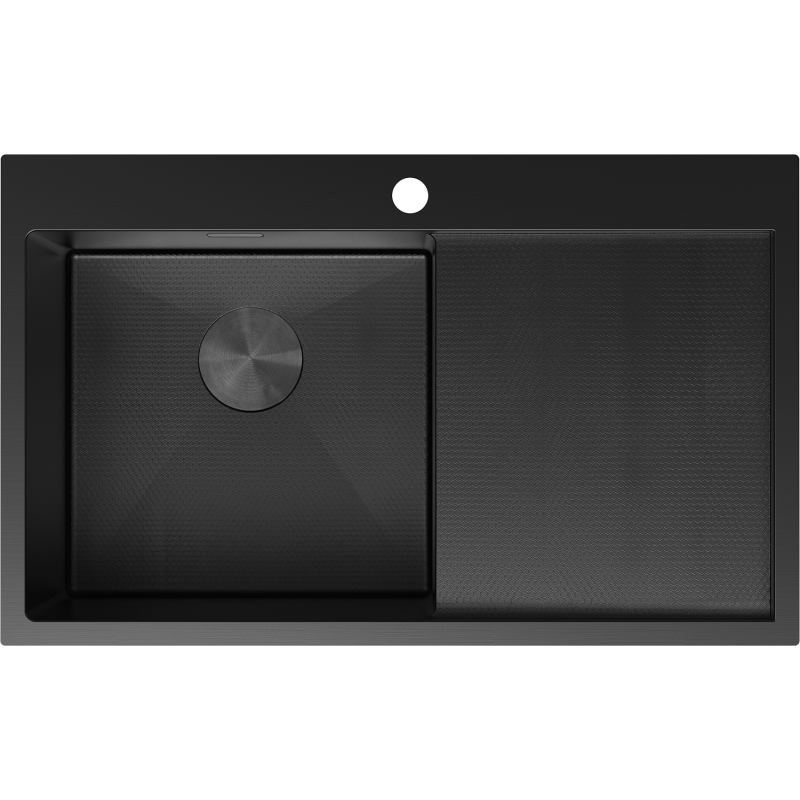 Mexen Exar zlewozmywak stalowy 1-komorowy z ociekaczem lewy 780 x 480 mm, czarny HC - 6433781010L-70HC