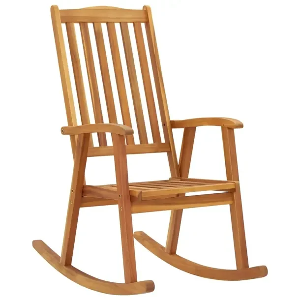 Drewniane krzesło bujane z litego akacjowego drewna, 57x100x117 cm, olejow