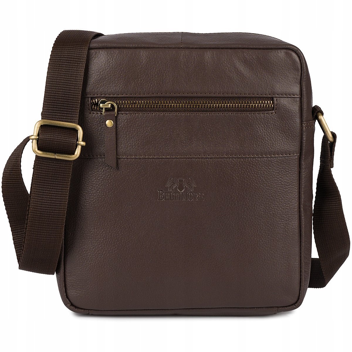 Męska torba skórzana na ramię listonoszka sportowa mocna czarna Beltimore