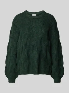 Sweter z dzianiny ze ściegiem warkoczowym model ‘ELLA’ - Swetry damskie - miniaturka - grafika 1