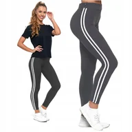 Legginsy - FIT LEGGINSY SPODNIE Z LAMPASAMI GETRY MORAJ S/M GREY - miniaturka - grafika 1