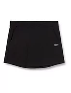 Spódnice - DKNY Damska spódnica z metalicznym logo, mini spódnica z kieszeniami, czarna/srebrna, XL, Black/silver, XL - miniaturka - grafika 1