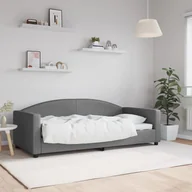 Sofy i kanapy - vidaXL Sofa z funkcją spania, ciemnoszara, 90x190 cm, obita tkaniną - miniaturka - grafika 1
