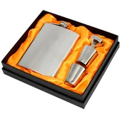 Piersiówki - Piersiówka Stalowa +2 Kieliszki + Lejek Na Prezent - miniaturka - grafika 1