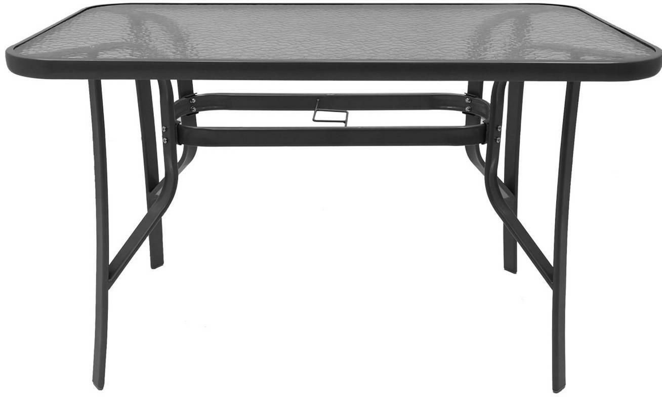 Kontrasto Stół ogrodowy Majorka Trio 120x70 cm brązowy szkło metal 6-osobowy KONT_5907368799933