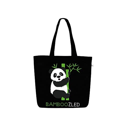 Ecoright Torba na ramię, płócienna, na co dzień, duża torba na ramię z wewnętrzną kieszenią do szkoły, torba robocza, torba damska, Sparrow Natural & Black, Utility, Panda bambusowa, jeden rozmiar,