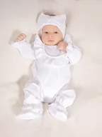 Moda i Uroda OUTLET - Dziewczęcy komplet pajac niechodki elegancki biały Nicol r.56 - miniaturka - grafika 1