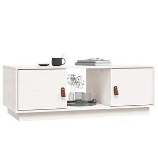 Lumarko Stolik kawowy, biały, 100x50x35 cm, lite drewno sosnowe - Ławy i stoliki kawowe - miniaturka - grafika 5