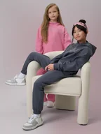 Bluzy dla dziewczynek - 4F Bluza dresowa loose z kapturem dziewczęca - szara 158/164 (12-14 lat) - miniaturka - grafika 1