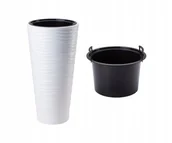 Donice - Doniczka Okrągła Sahara Dunes Slim 40 | Biały - miniaturka - grafika 1