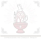 Pamiątka Chrztu Świętego - POL Zaproszenie na Chrzest Święty biało-różowe 1 szt ZAP-40765 - miniaturka - grafika 1