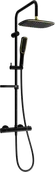 Zestawy prysznicowe - Mexen KX49 zestaw prysznicowy natynkowy z deszczownicą i baterią termostatyczną, czarny/złoty - 771504991-75 - miniaturka - grafika 1