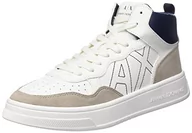 Sneakersy damskie - Armani Exchange Damskie sneakersy Seattle Mid z kontrastowym wyszywanym logo, Off White Beige, 35 EU - miniaturka - grafika 1