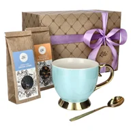 Filiżanki - Filiżanka Porcelanowa Z Herbatą Łyżeczką Zestaw Na Prezent Upominek Lile Paeonia - miniaturka - grafika 1